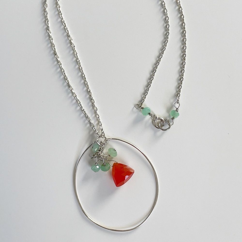 Sterling Silver and Semi Precious Stones Necklace - Picture 2 of 5